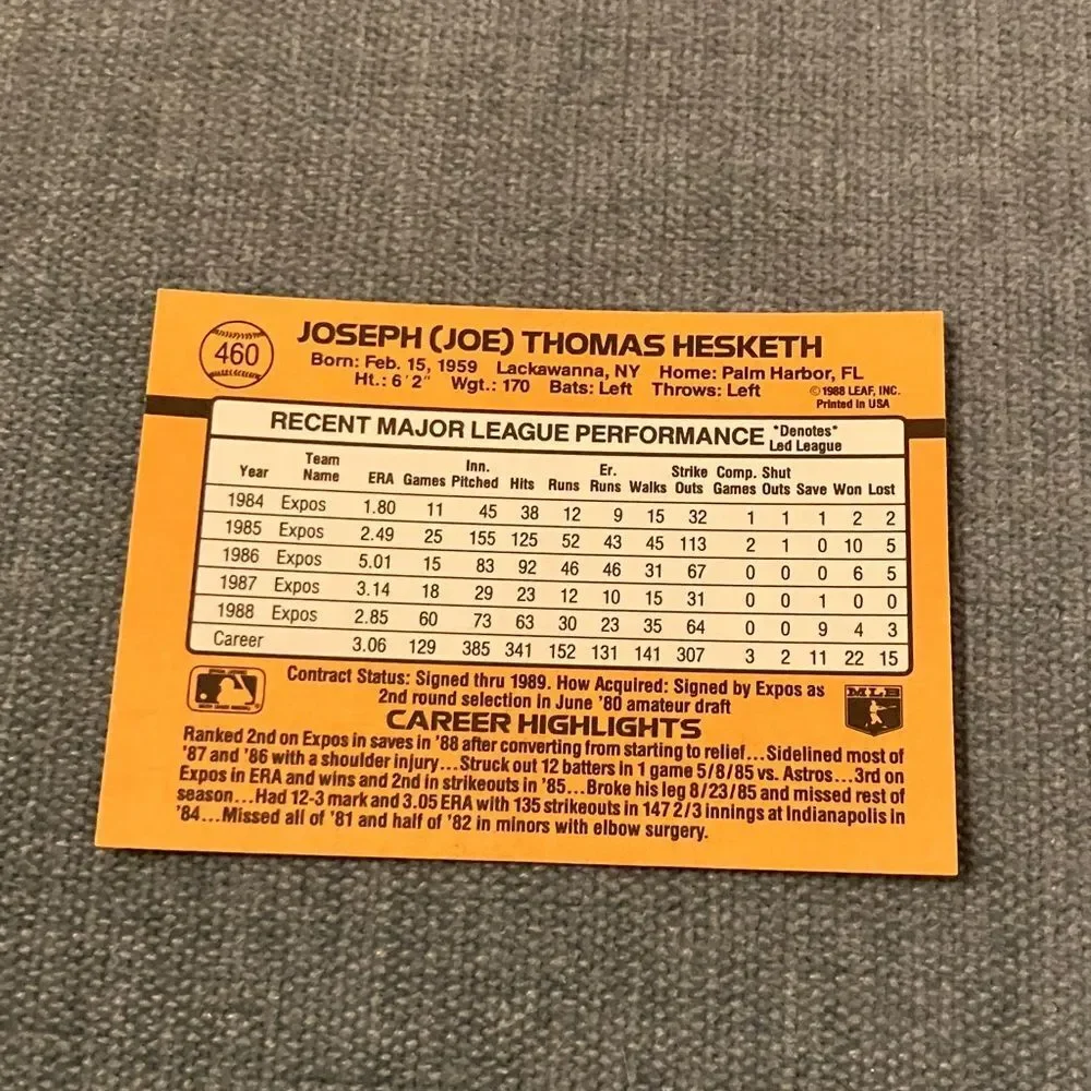 1989 Donruss Montreal Expos Baseball Card Trading Card